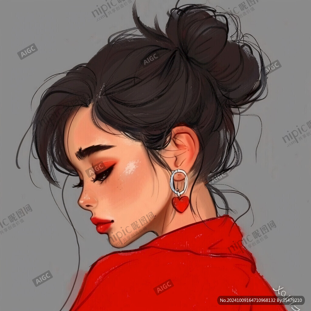 丸子頭插畫頭像