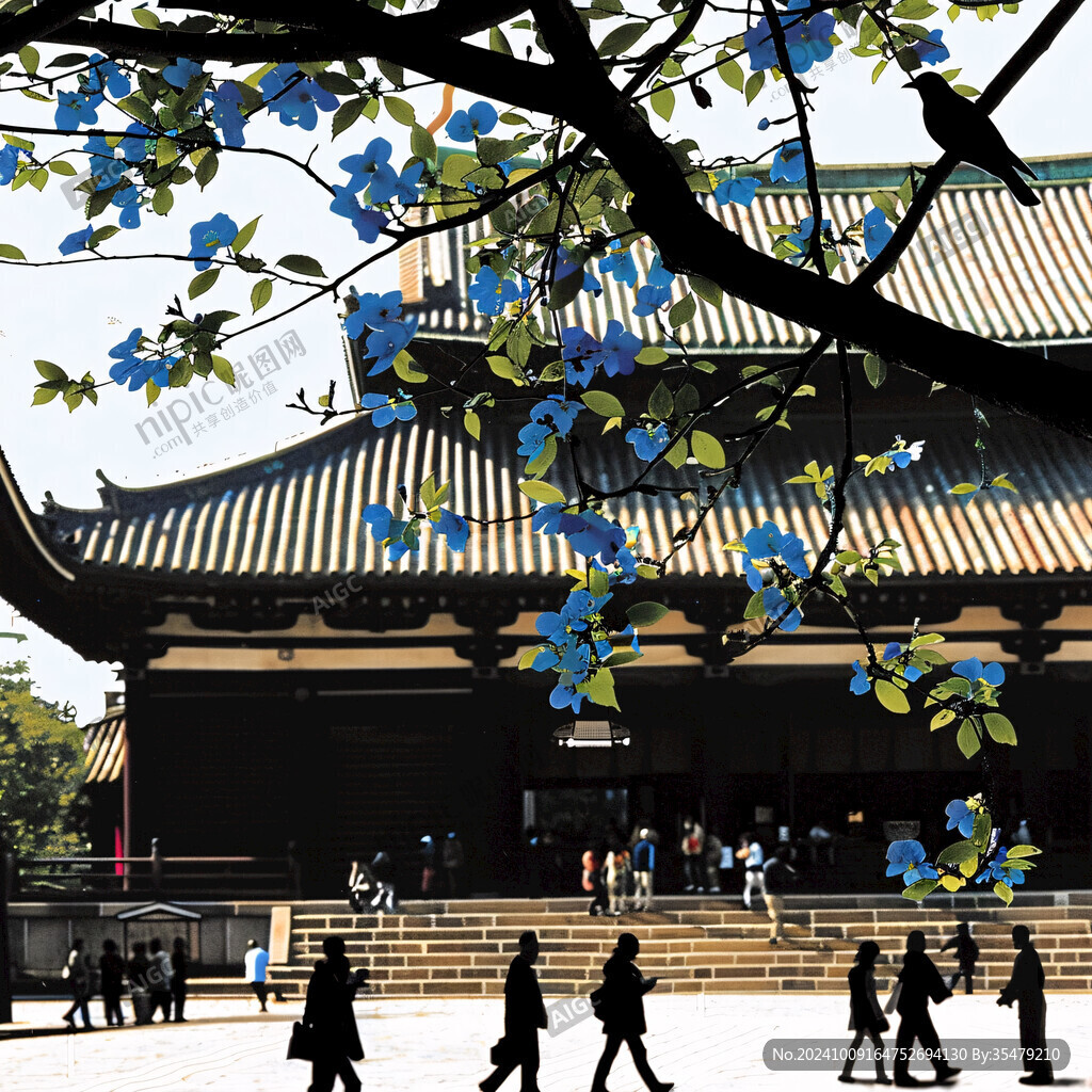 玉蘭樹與古建筑