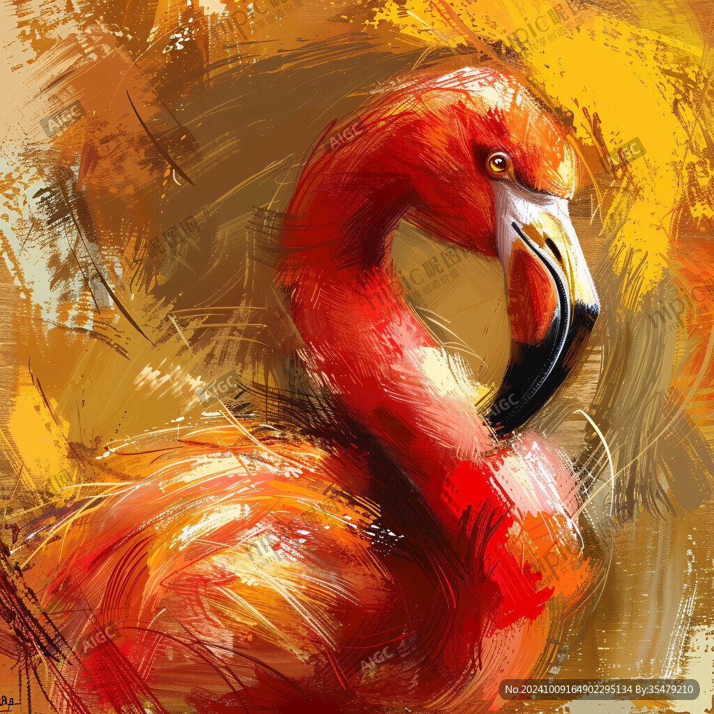 火烈鳥目鳥類油畫