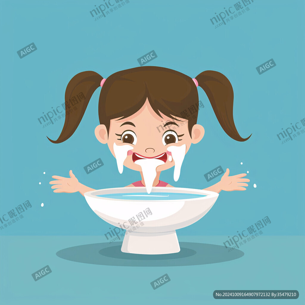 刷牙洗臉插畫