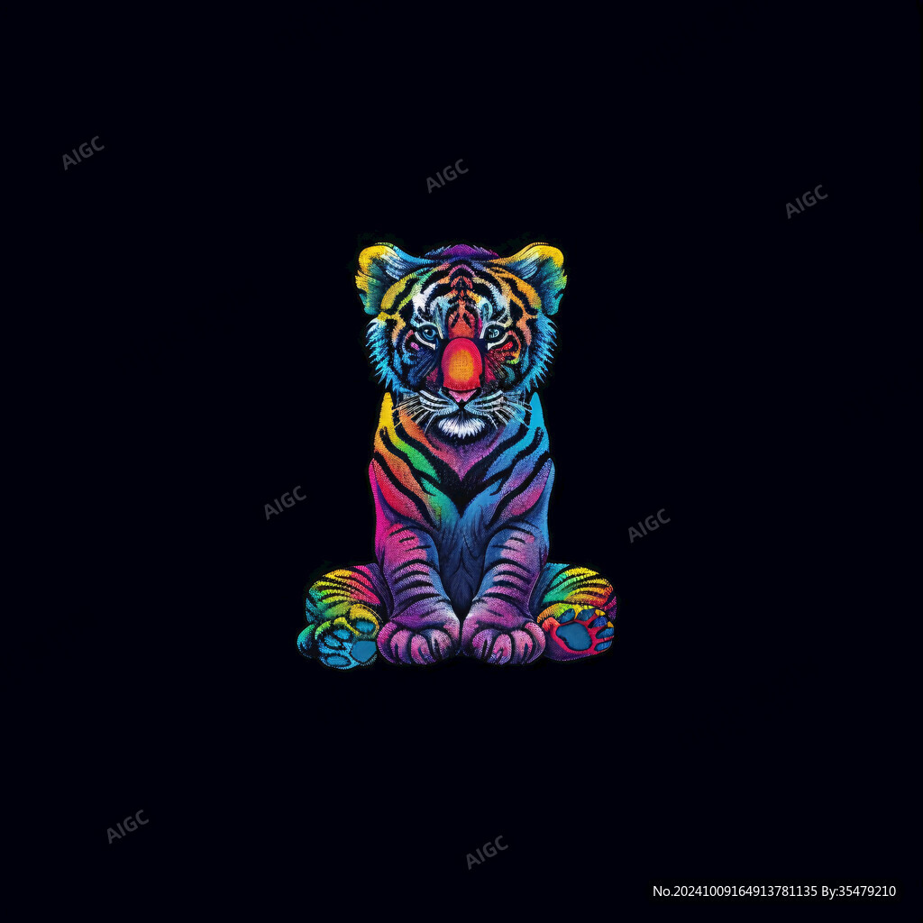 老虎國潮插畫線圈插畫