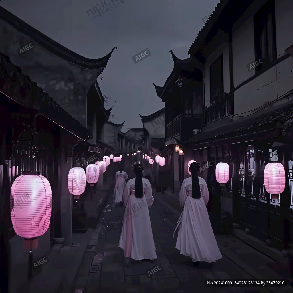 古代街道夜景