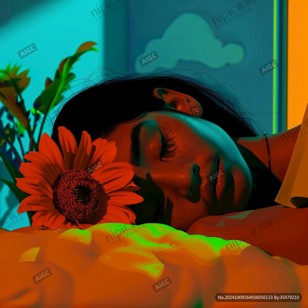 東方睡眠女子插畫
