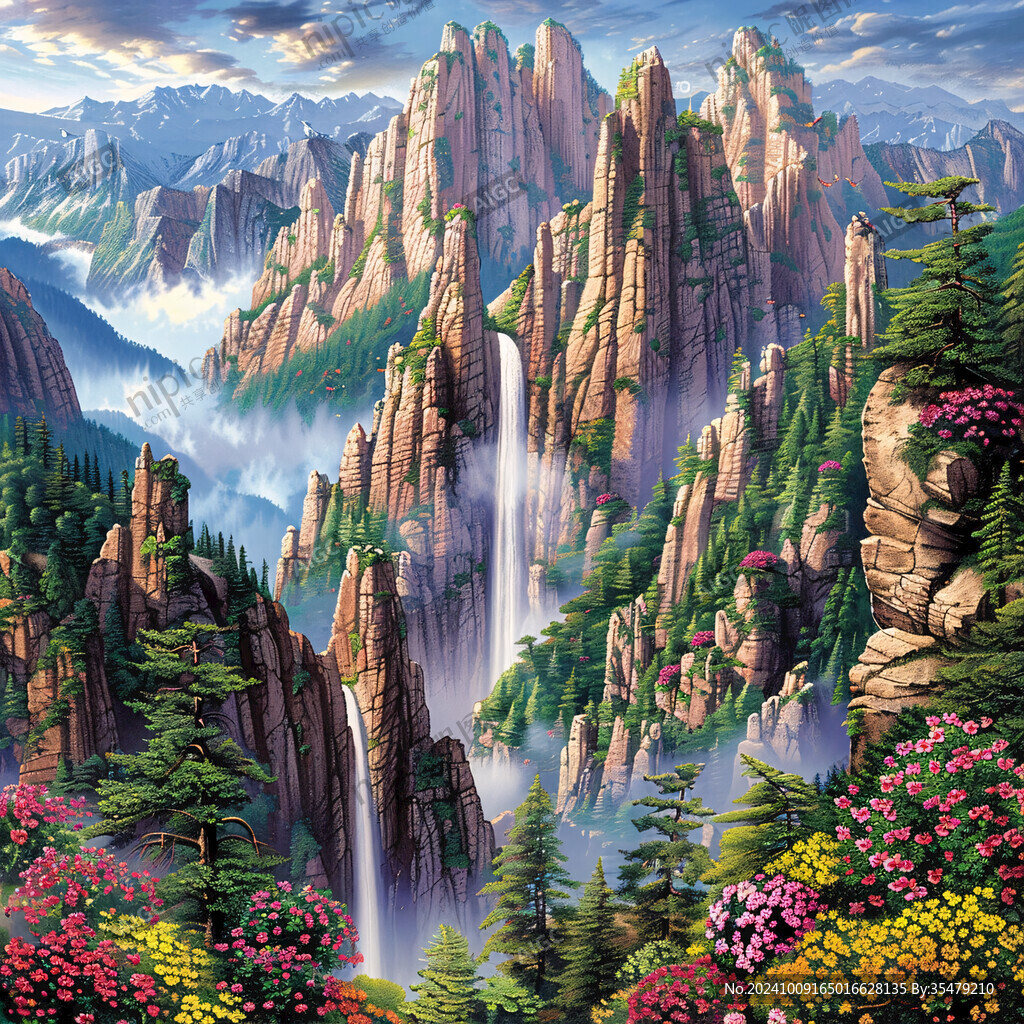 迎客松風景畫