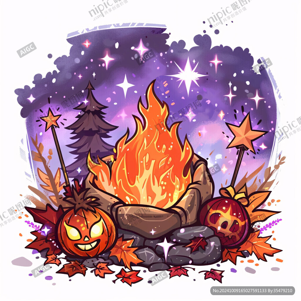 魔法女巫南瓜燈插畫