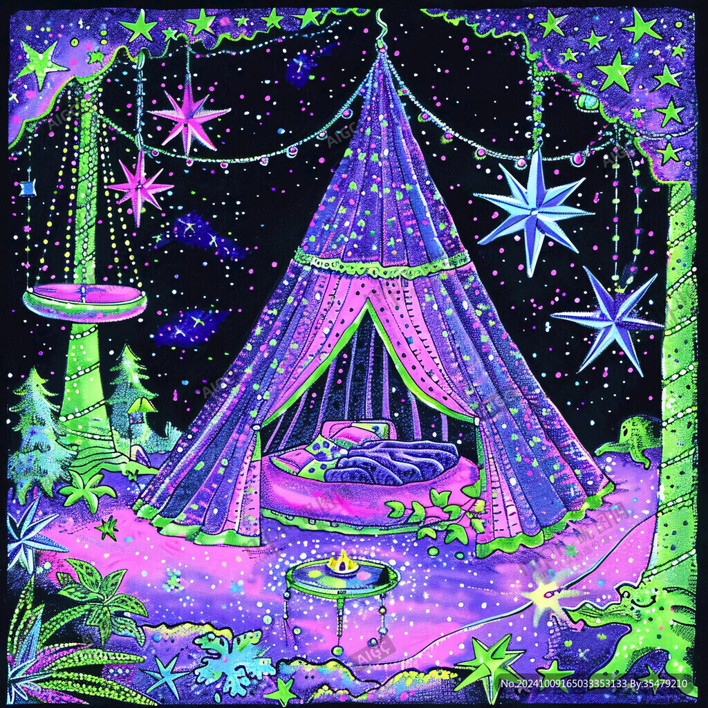 手繪紫色夢幻場景