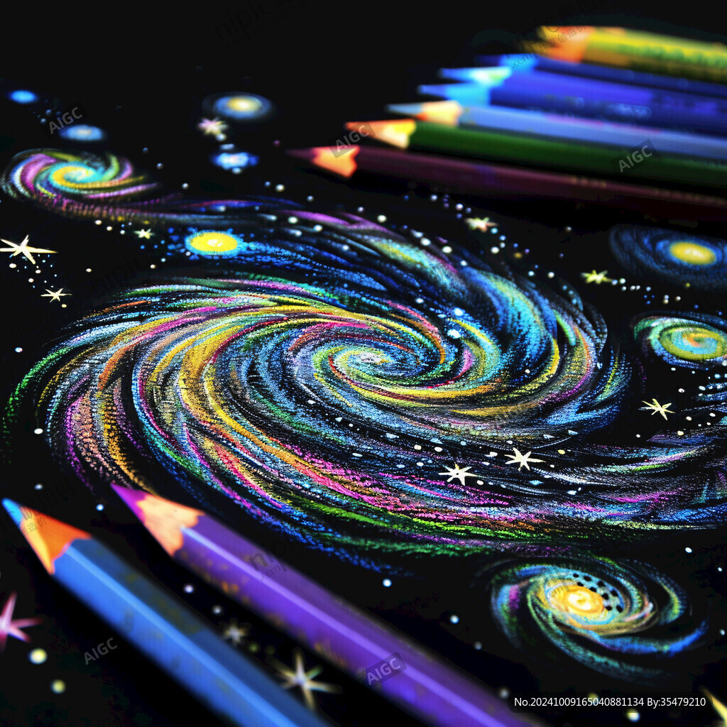 彩色流星雨插畫
