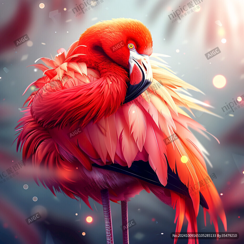 火烈鳥目鳥類油畫