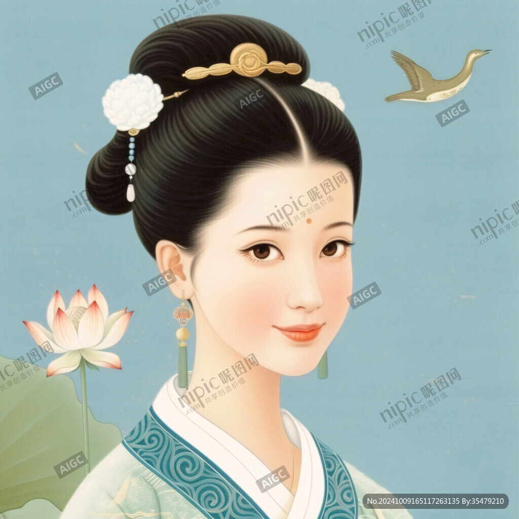 宮廷美女人物插畫