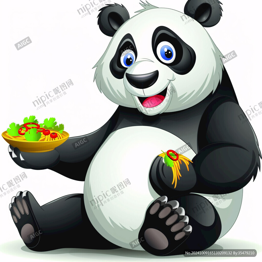 吃火鍋涮火鍋卡通熊貓