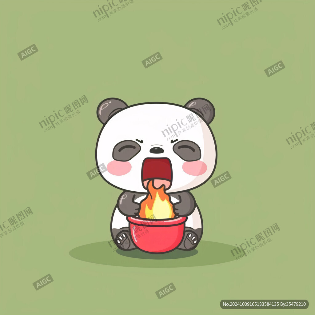 吃火鍋涮火鍋卡通熊貓