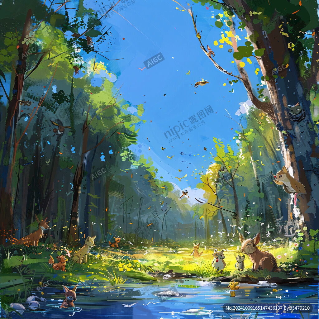 春天森林插畫