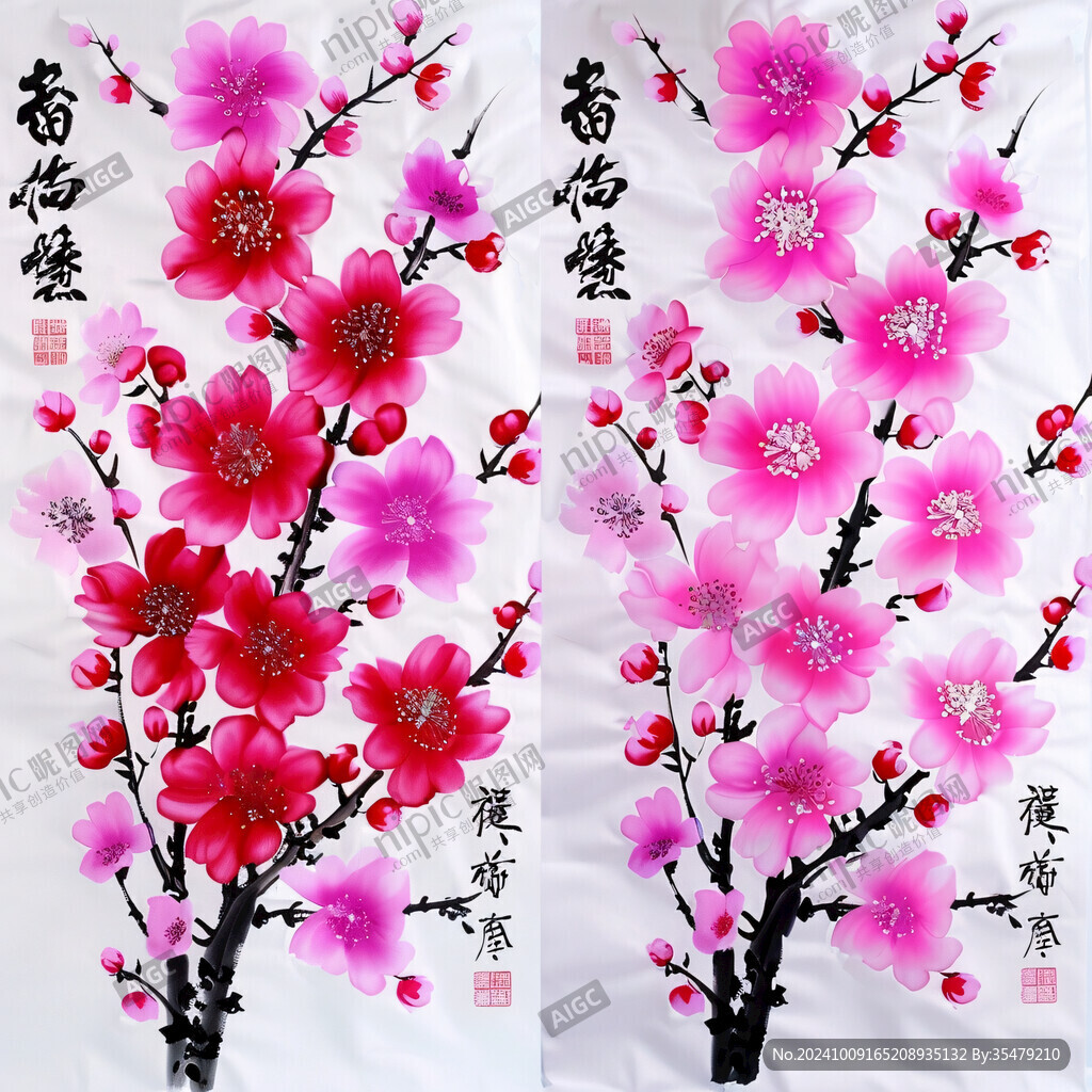 床頭桃花掛畫(huà)
