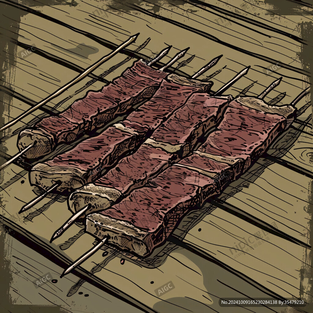 烤牛肉串烈火牛肉插畫
