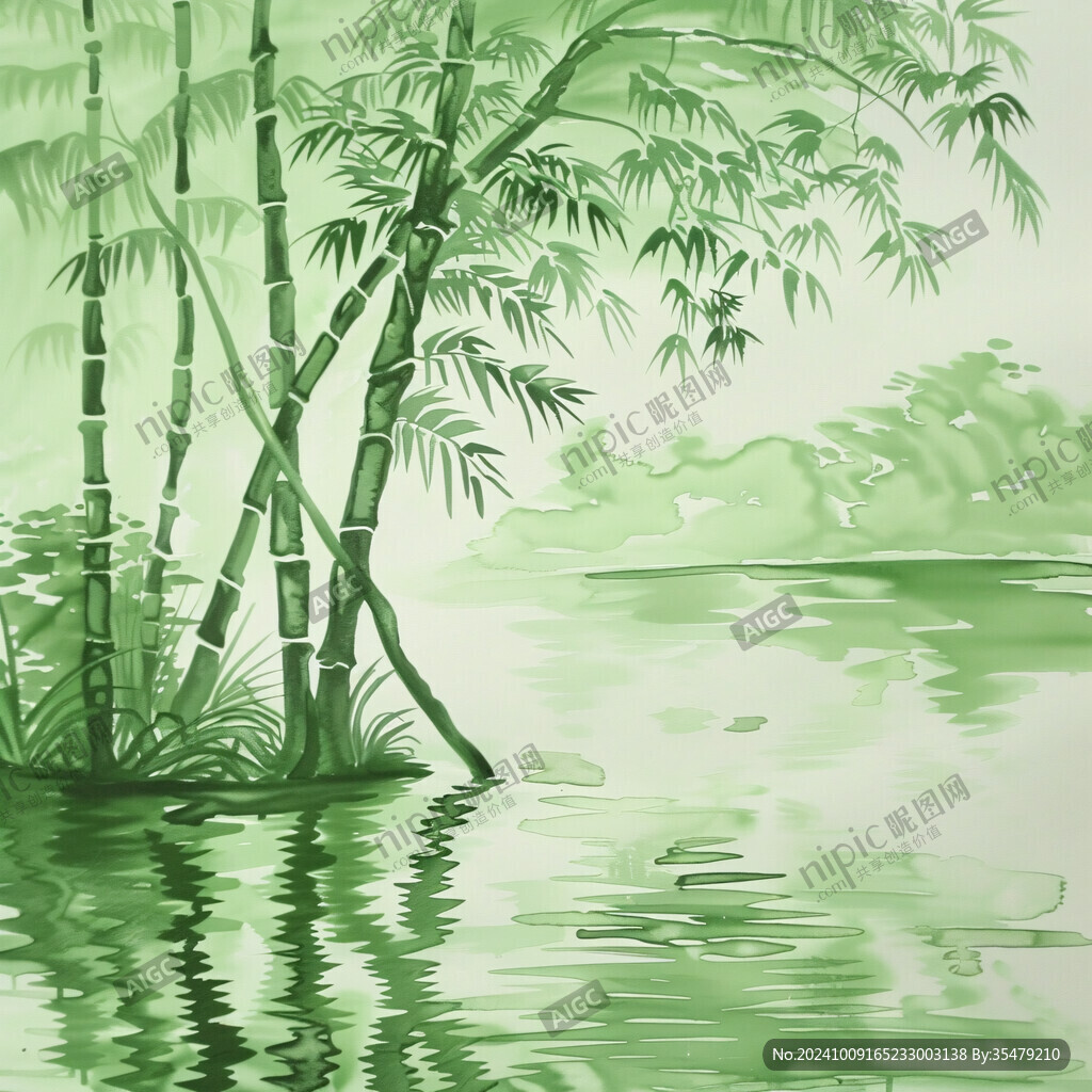 青竹風景畫
