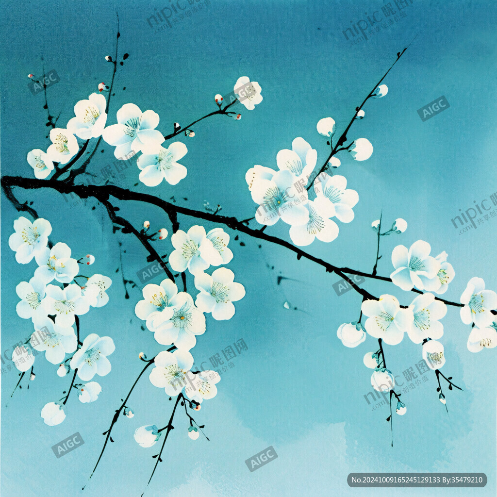 梅花水粉畫