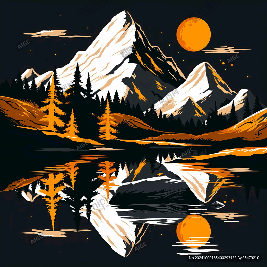 抽象晝夜山水