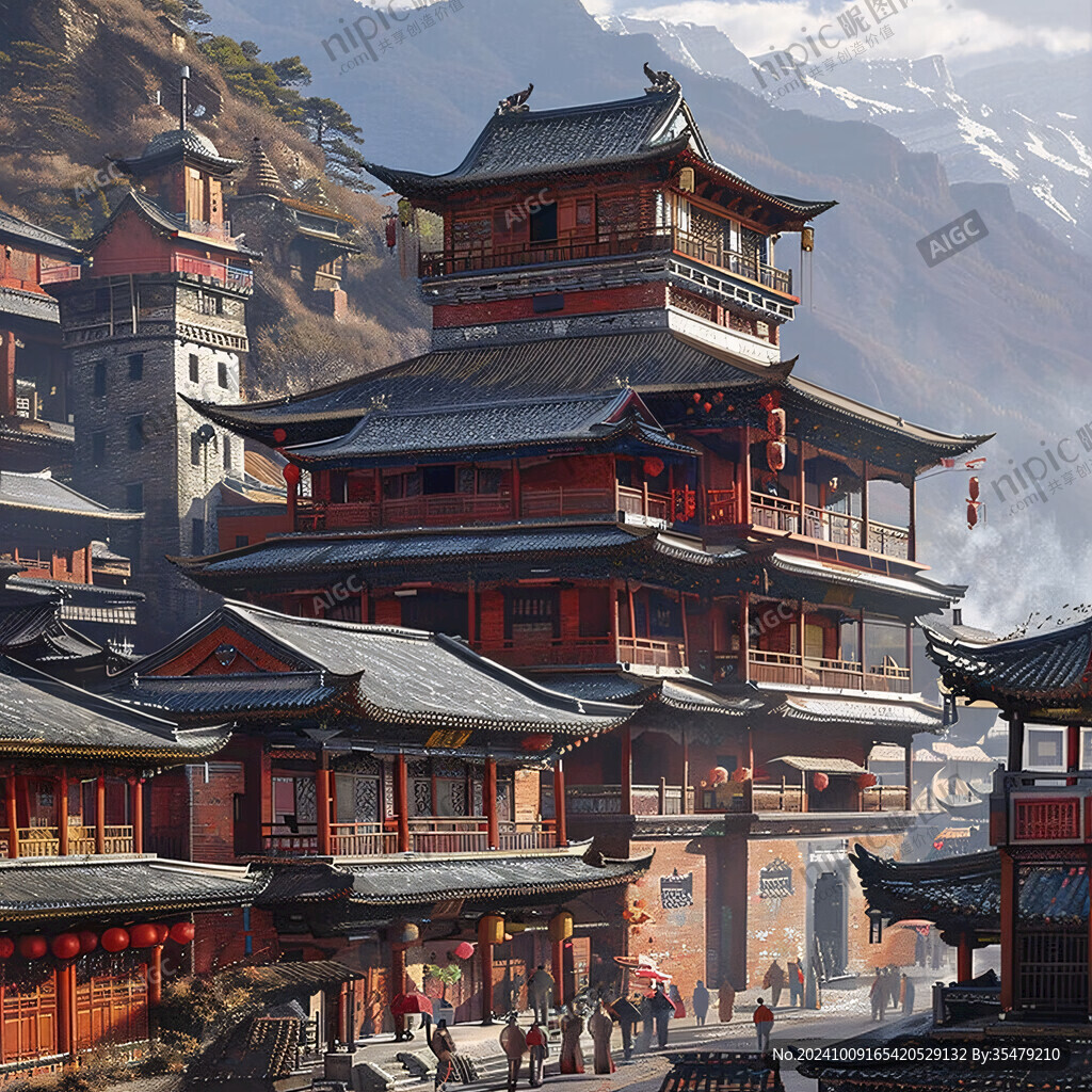 寫實古鎮(zhèn)插畫
