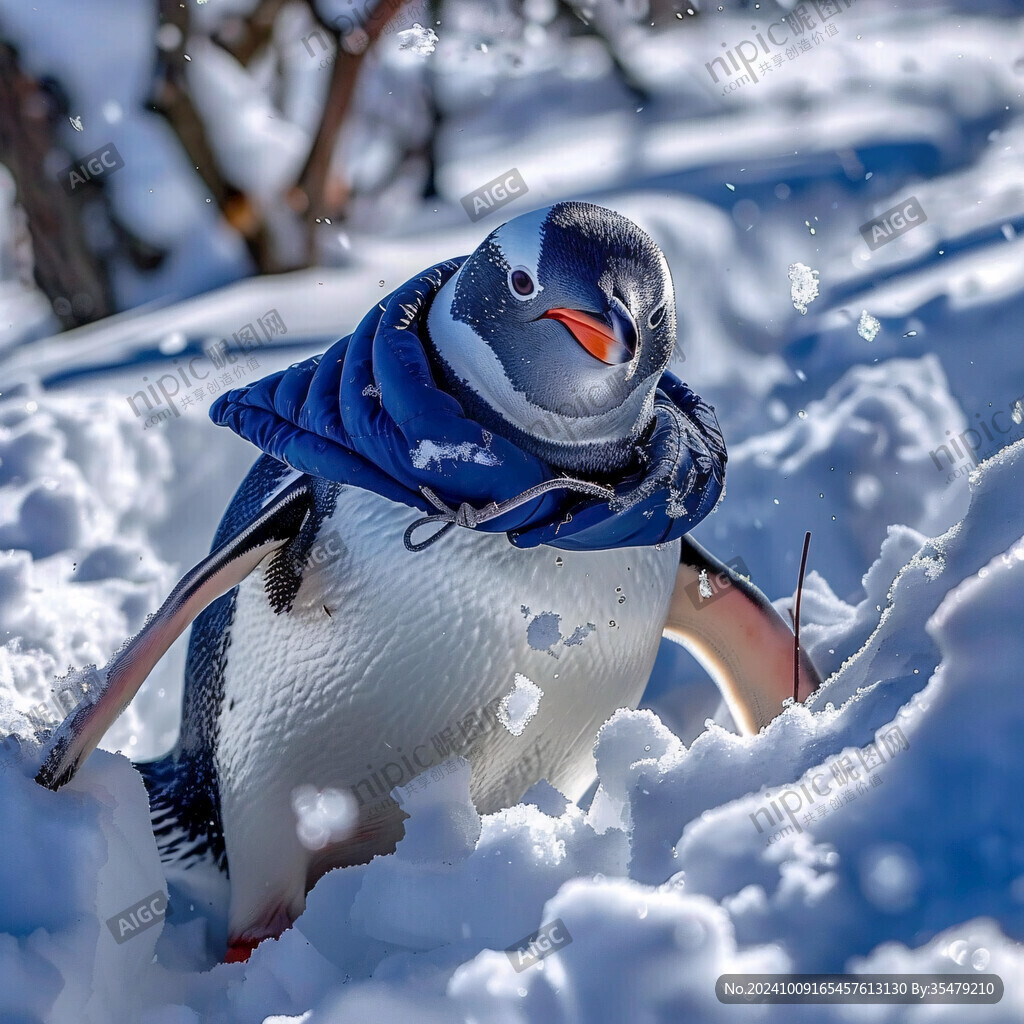 冰雪企鵝立體畫