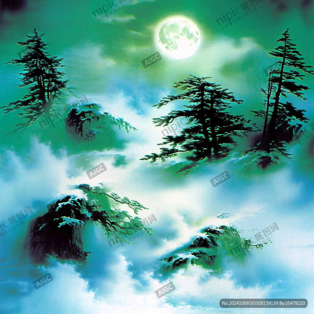 夜景山水畫