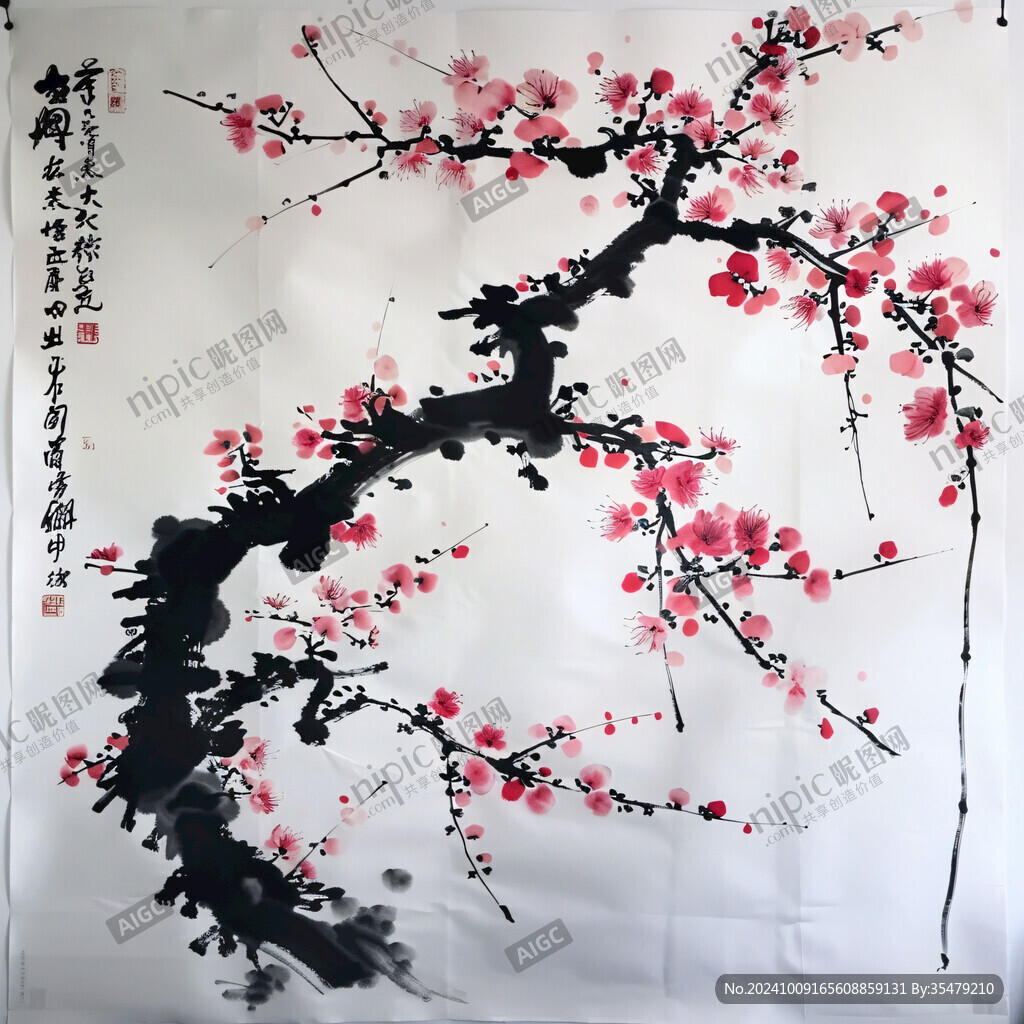 傲霜梅花國畫