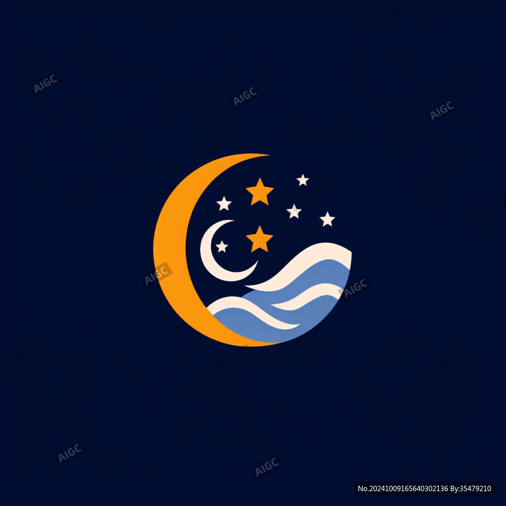 月亮星星海浪logo