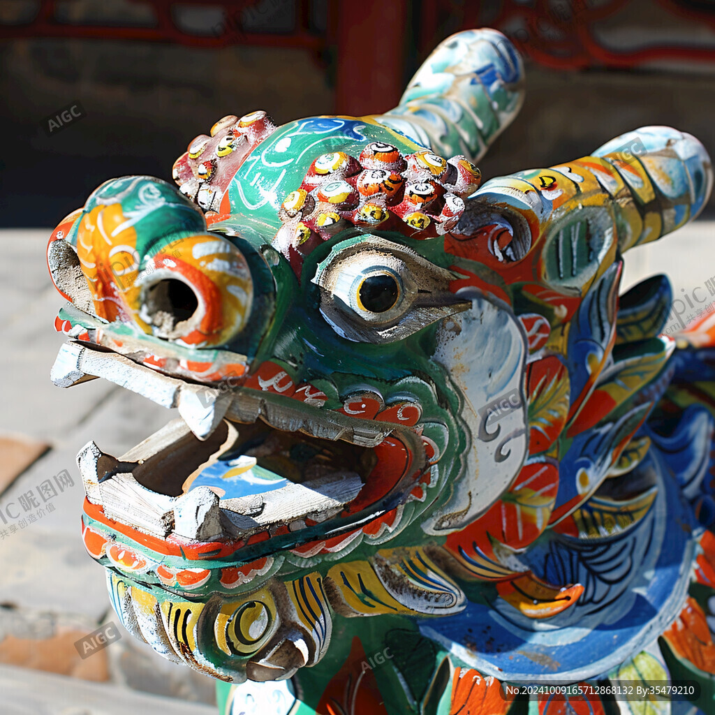 彩繪木雕龍