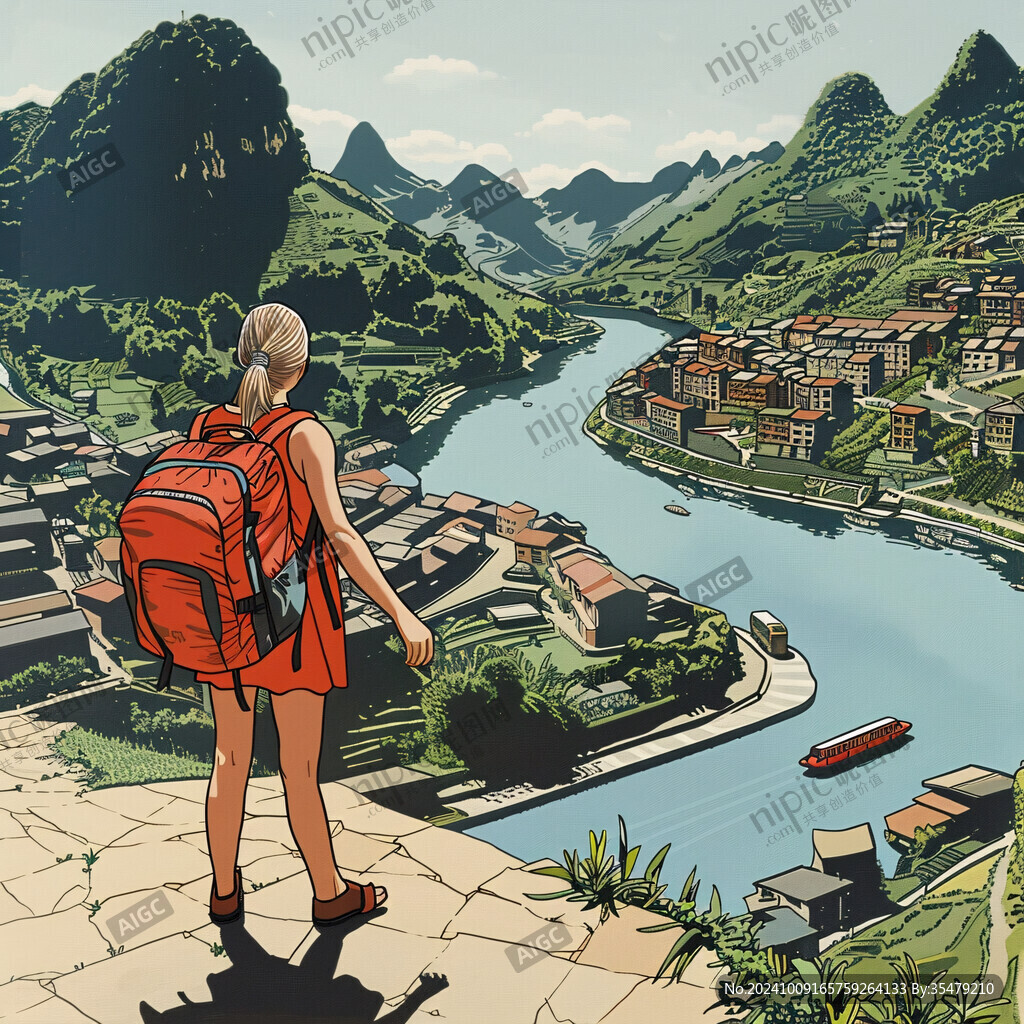 廣西插畫廣西旅游廣告
