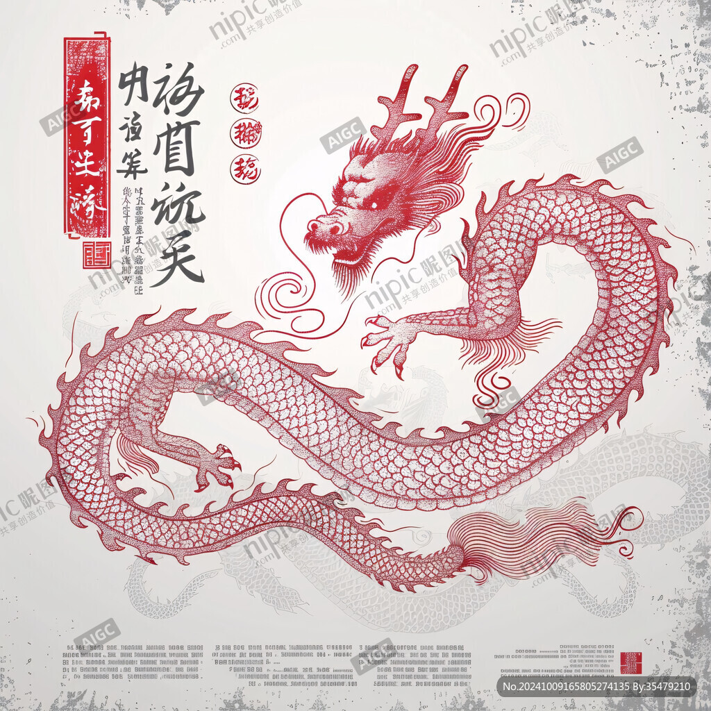 手繪龍年插畫海報