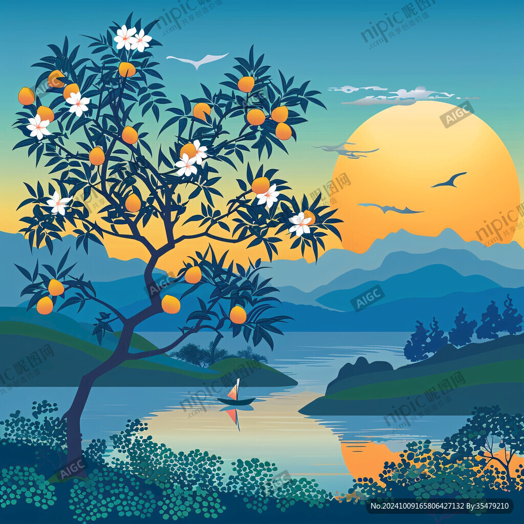 水邊橘樹