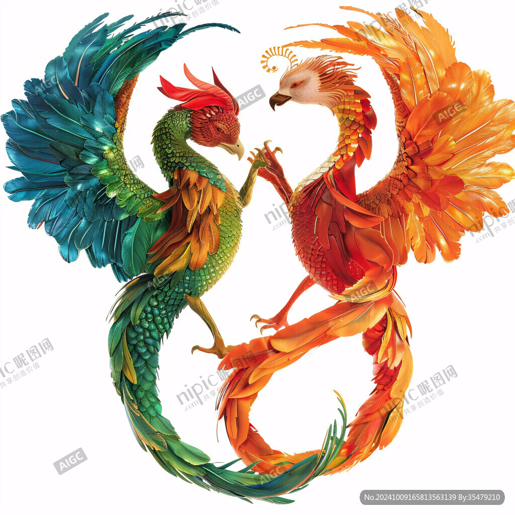 手繪彩色鳳凰