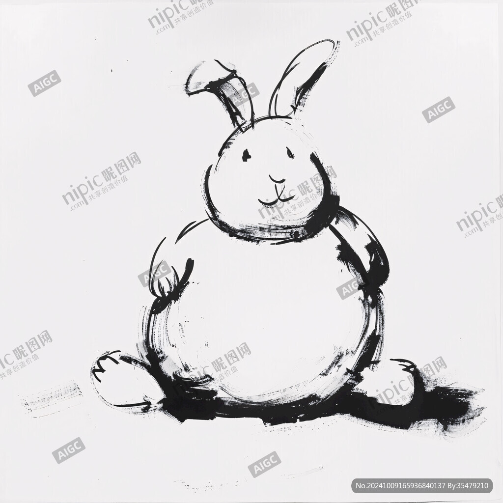 黑白兔子卡通畫