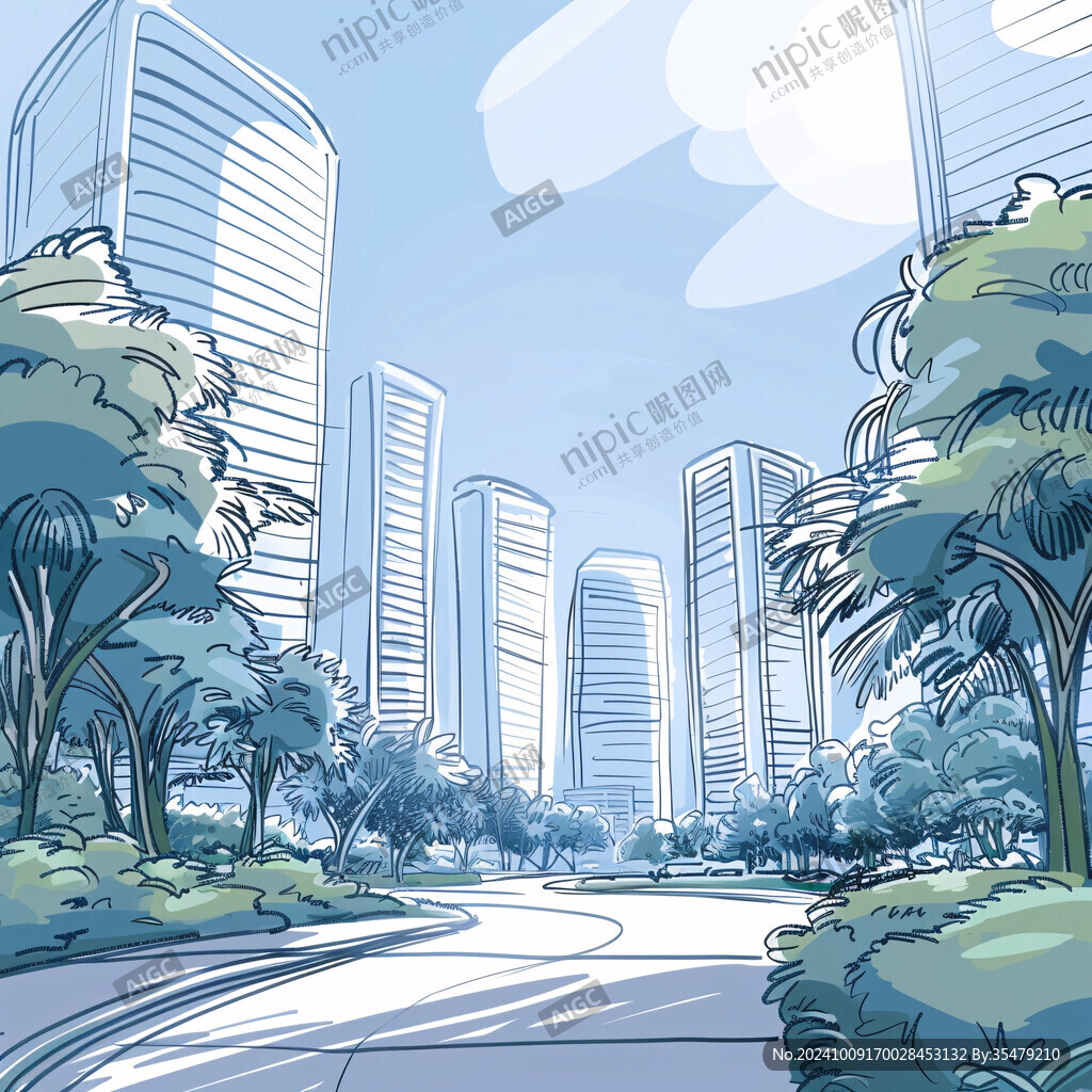 城市街景插畫