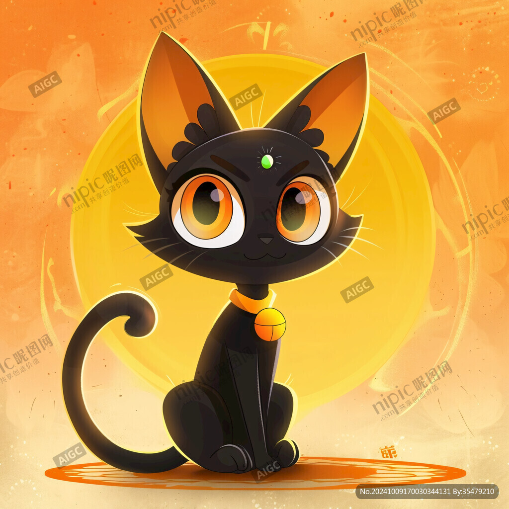小黑貓插畫