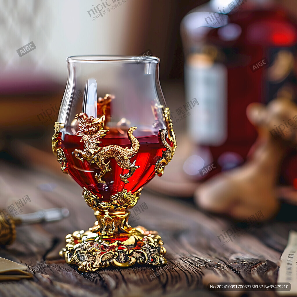 財富投資理財紅酒杯