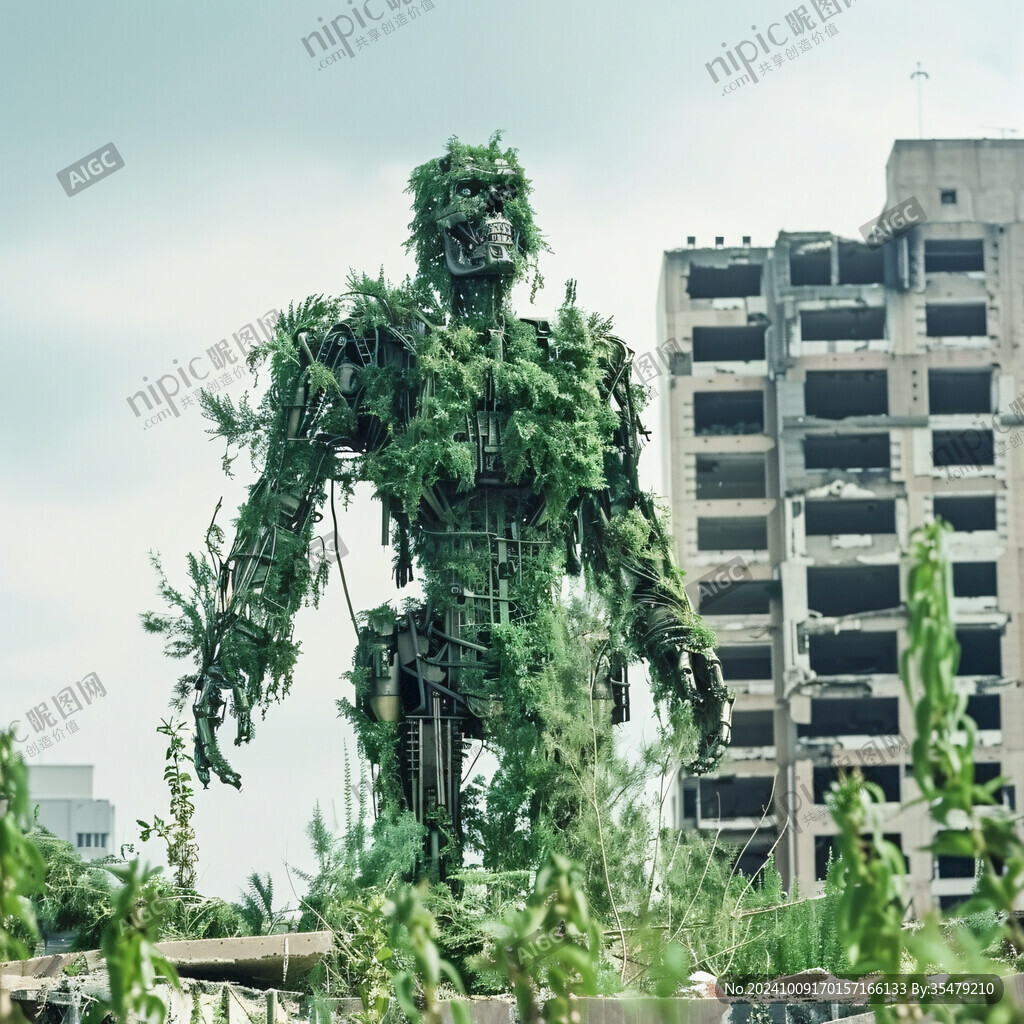 立體植物人像雕塑