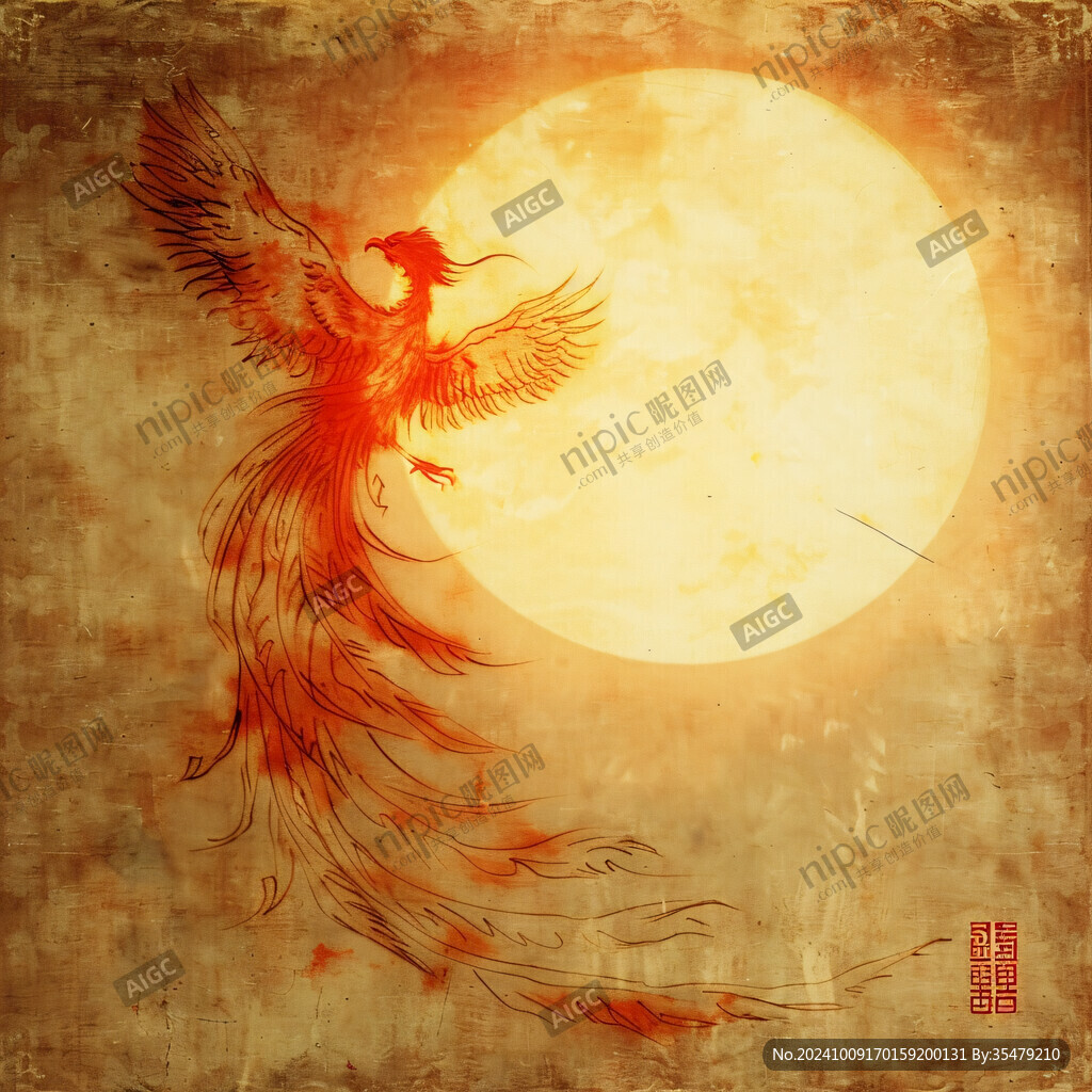 神鳥(niǎo)插畫(huà)鸞鳥(niǎo)玄鳥(niǎo)朱雀