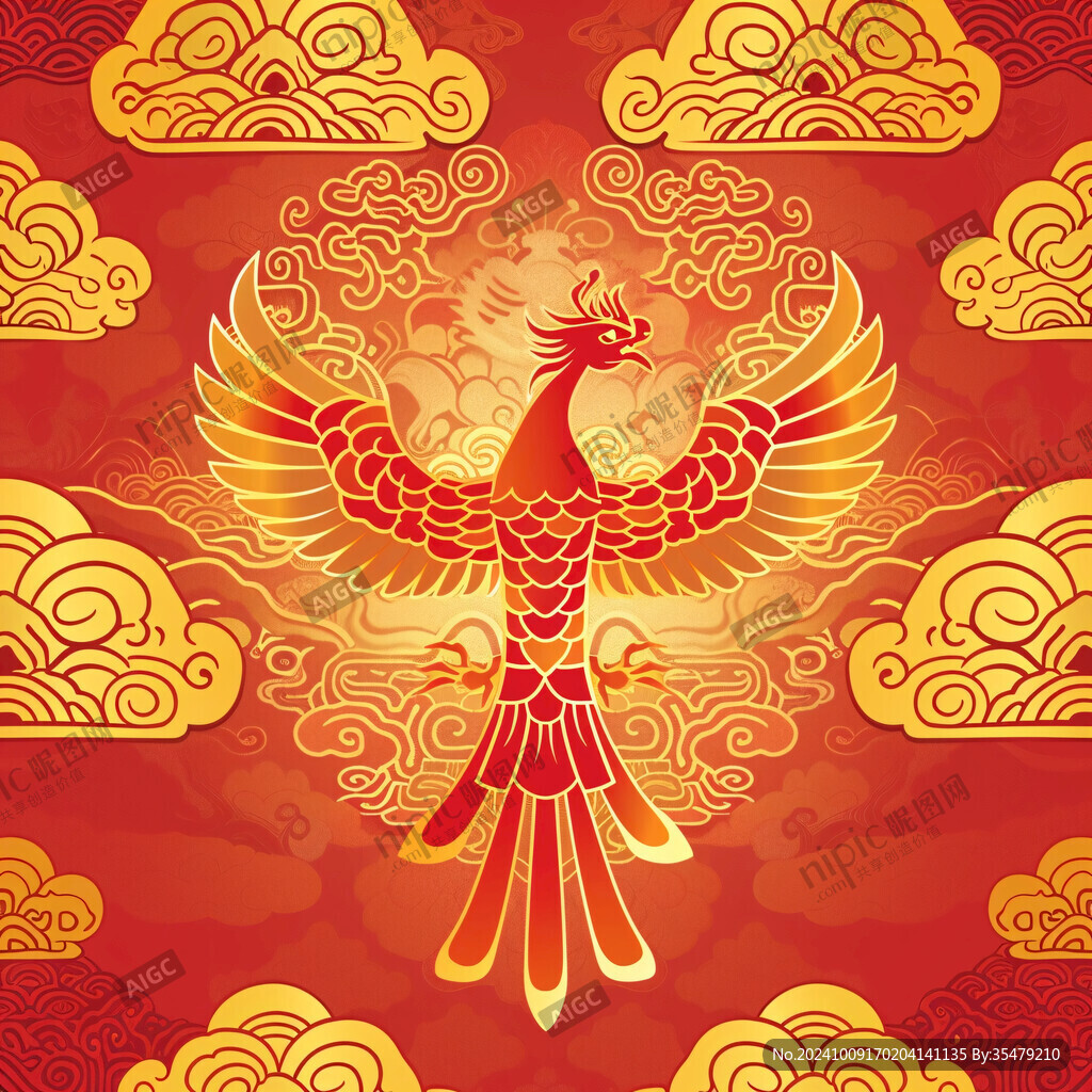 國潮鳳凰插圖