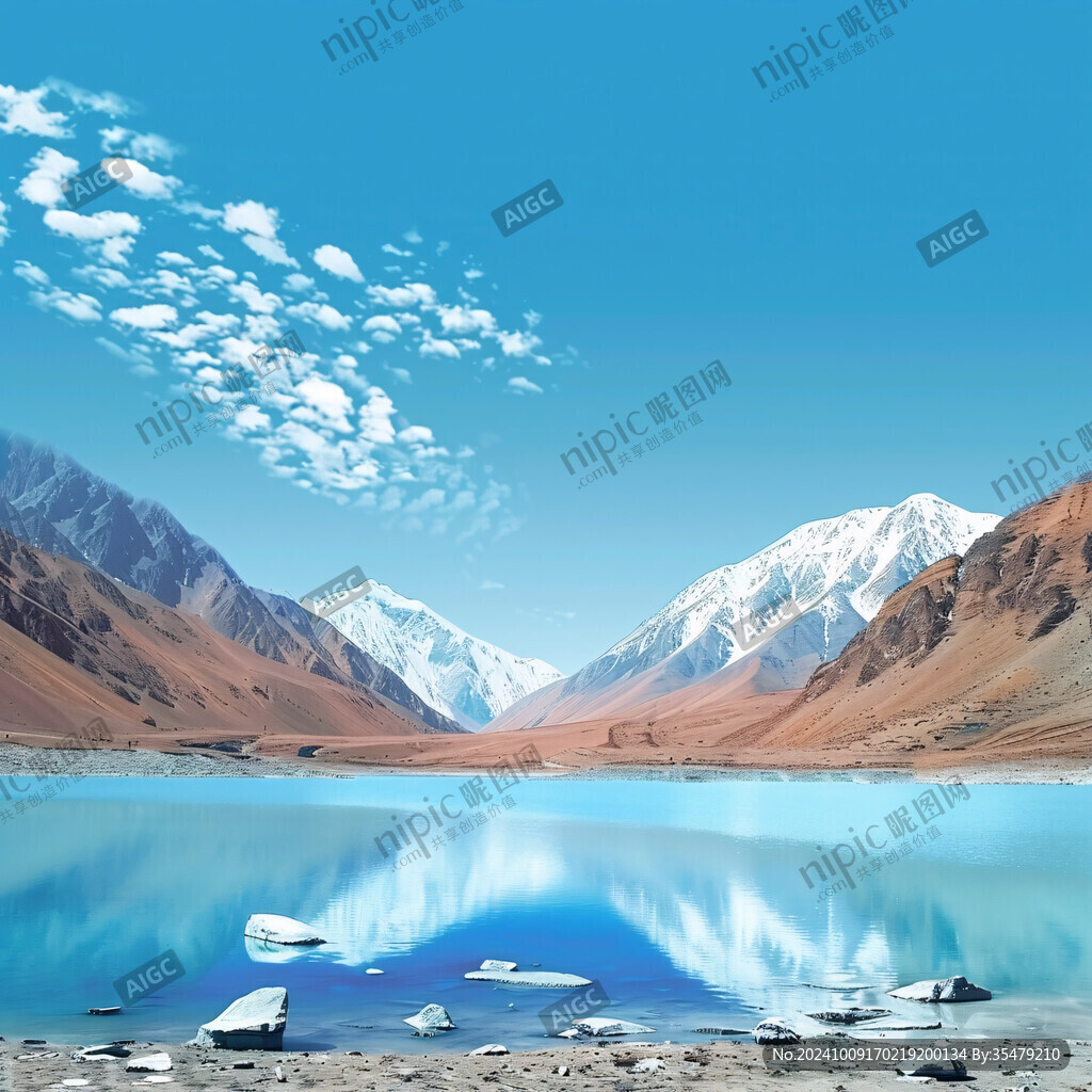 藍(lán)天湖泊雪山