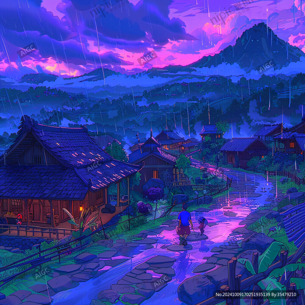 乡村场景插画 乡村场景插画