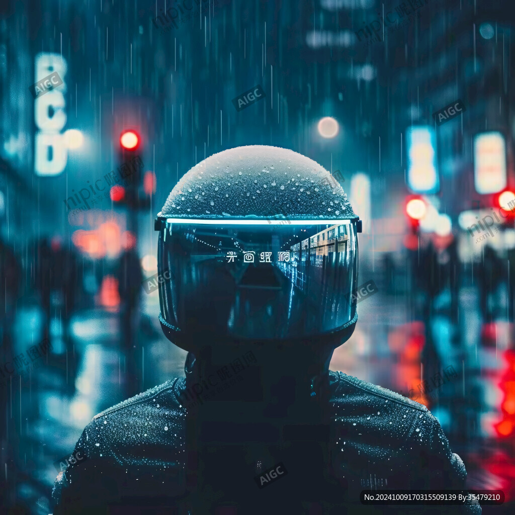雨中騎電動車的人