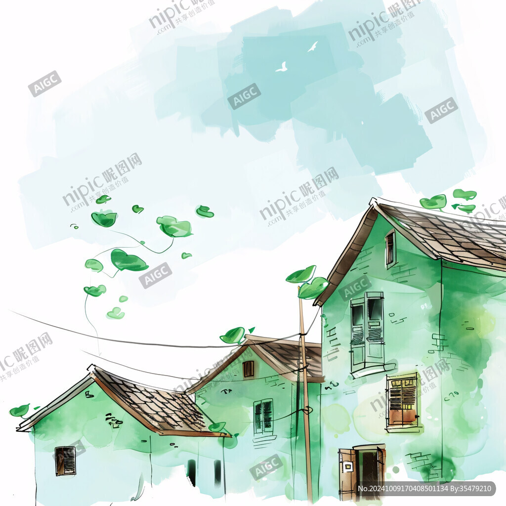 瑞士插畫水彩水墨建筑