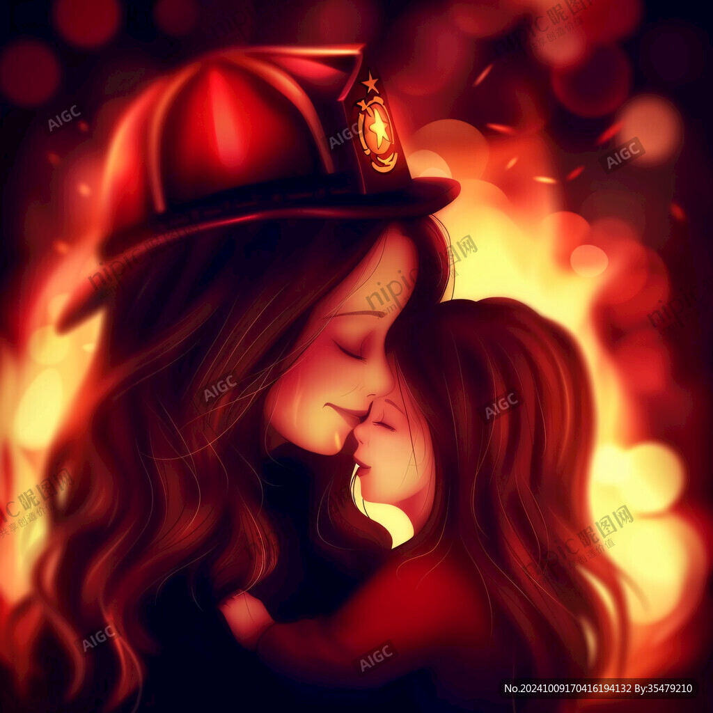 母女擁抱插畫