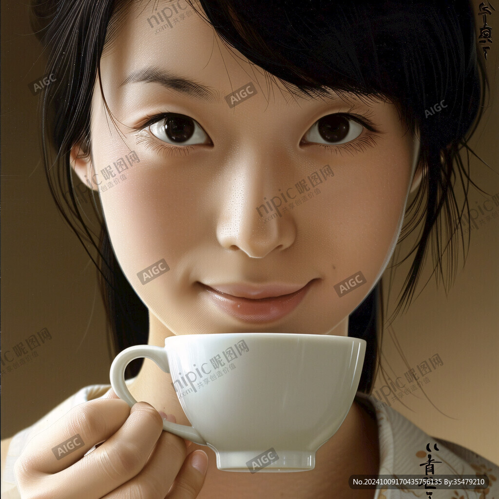 手繪奶茶美女