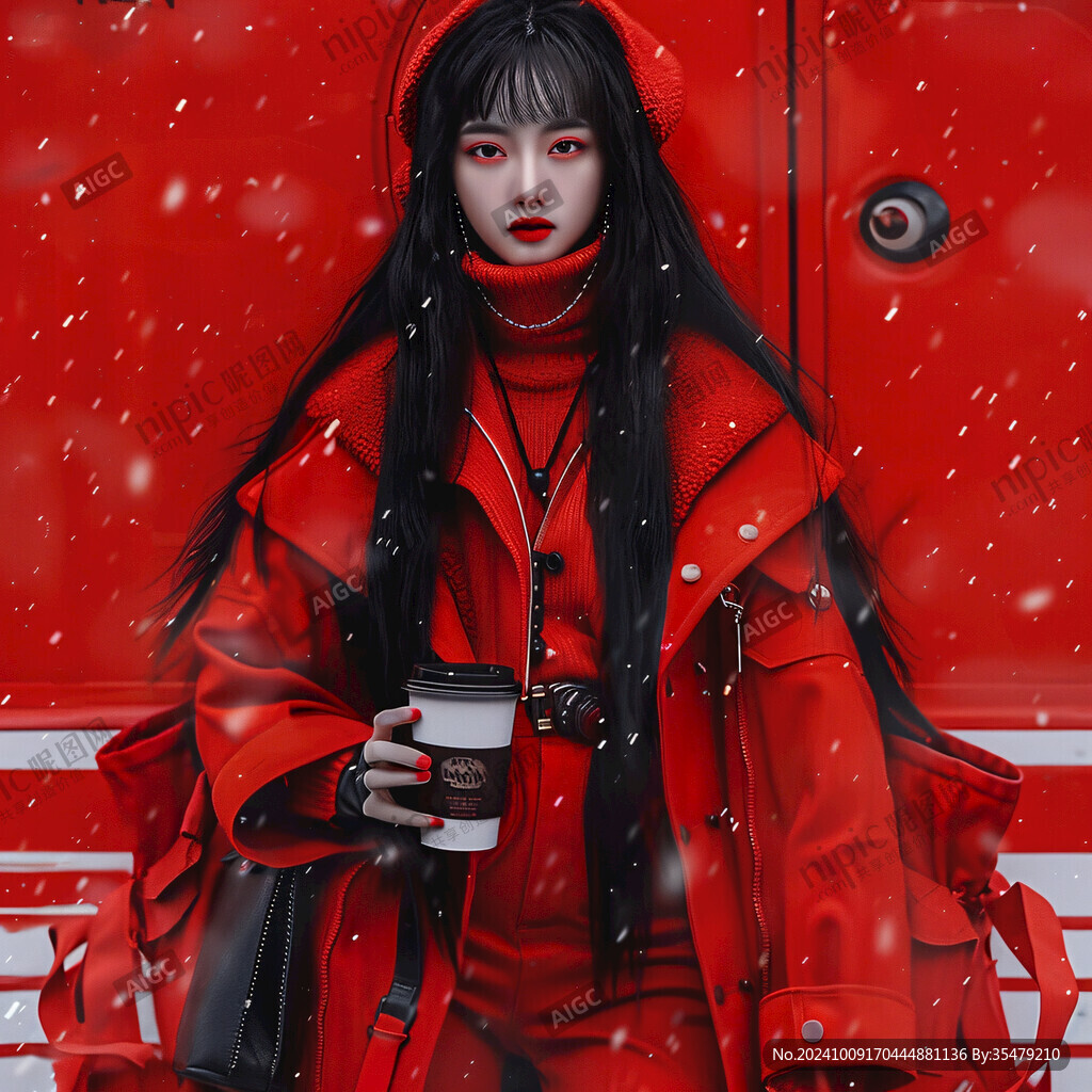 雪中紅衣女孩