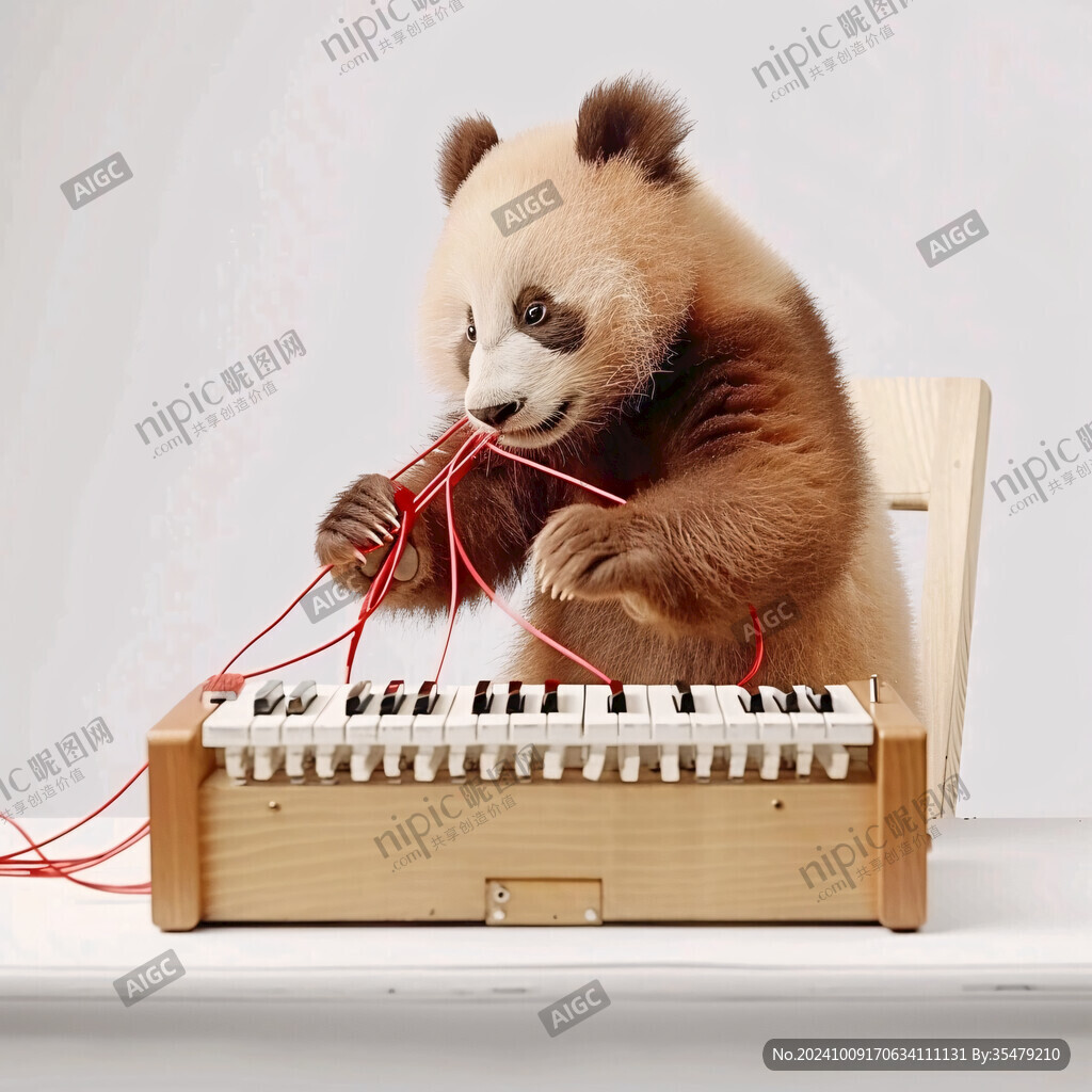 彈奏樂器的熊貓