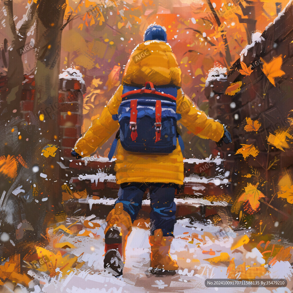 秋游的好小女孩插畫