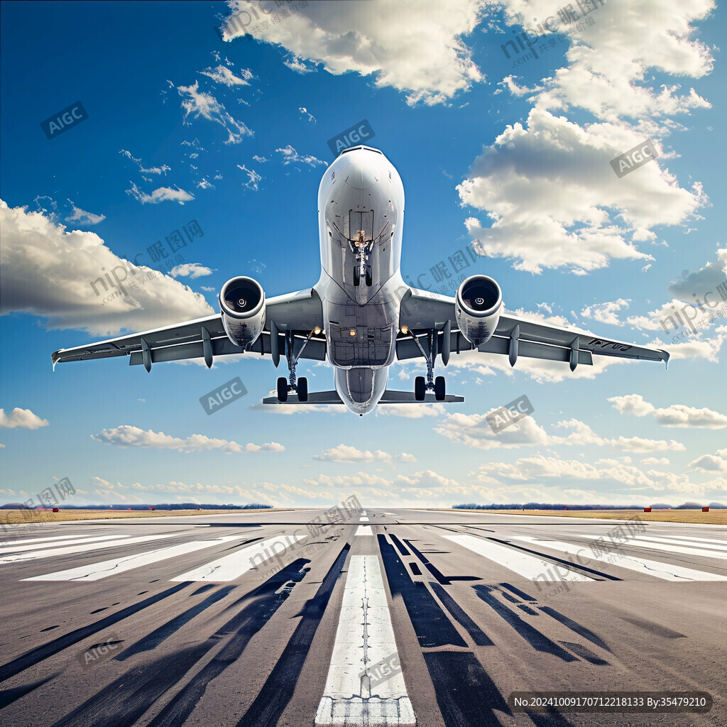 陽光下飛機跑道客機