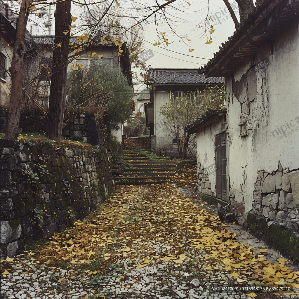 落葉石階路