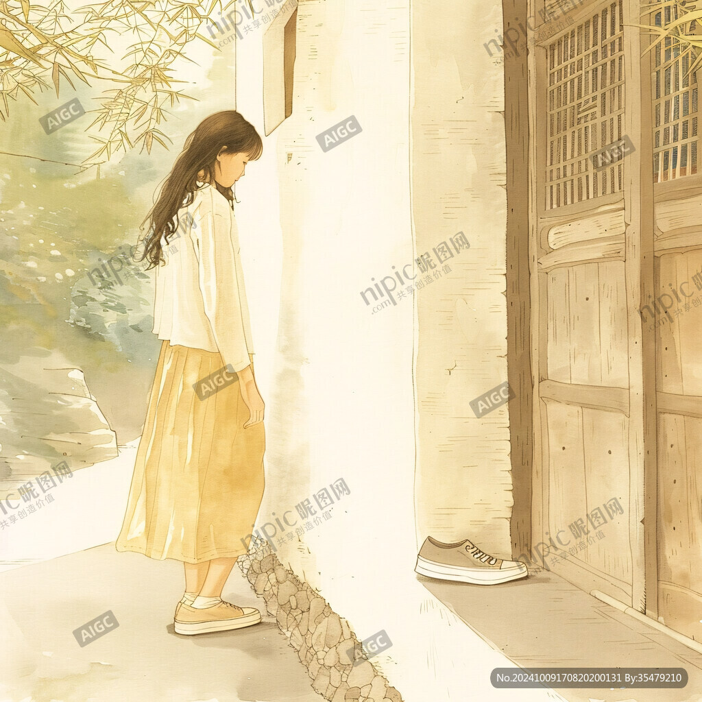 午后的小女孩插畫